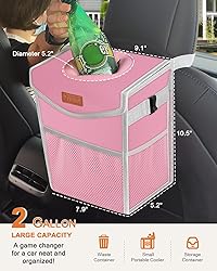 Pritent Car Trash Can with Lid, Cute Leakproof Car