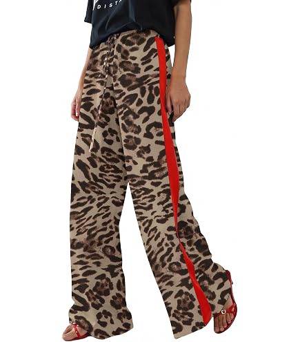 Summer Pants for Women 2025 Cheetah Wide Leg Pants for Women