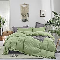 CLOTHKNOW Green Ruffles Comforter Set Full 3Pcs