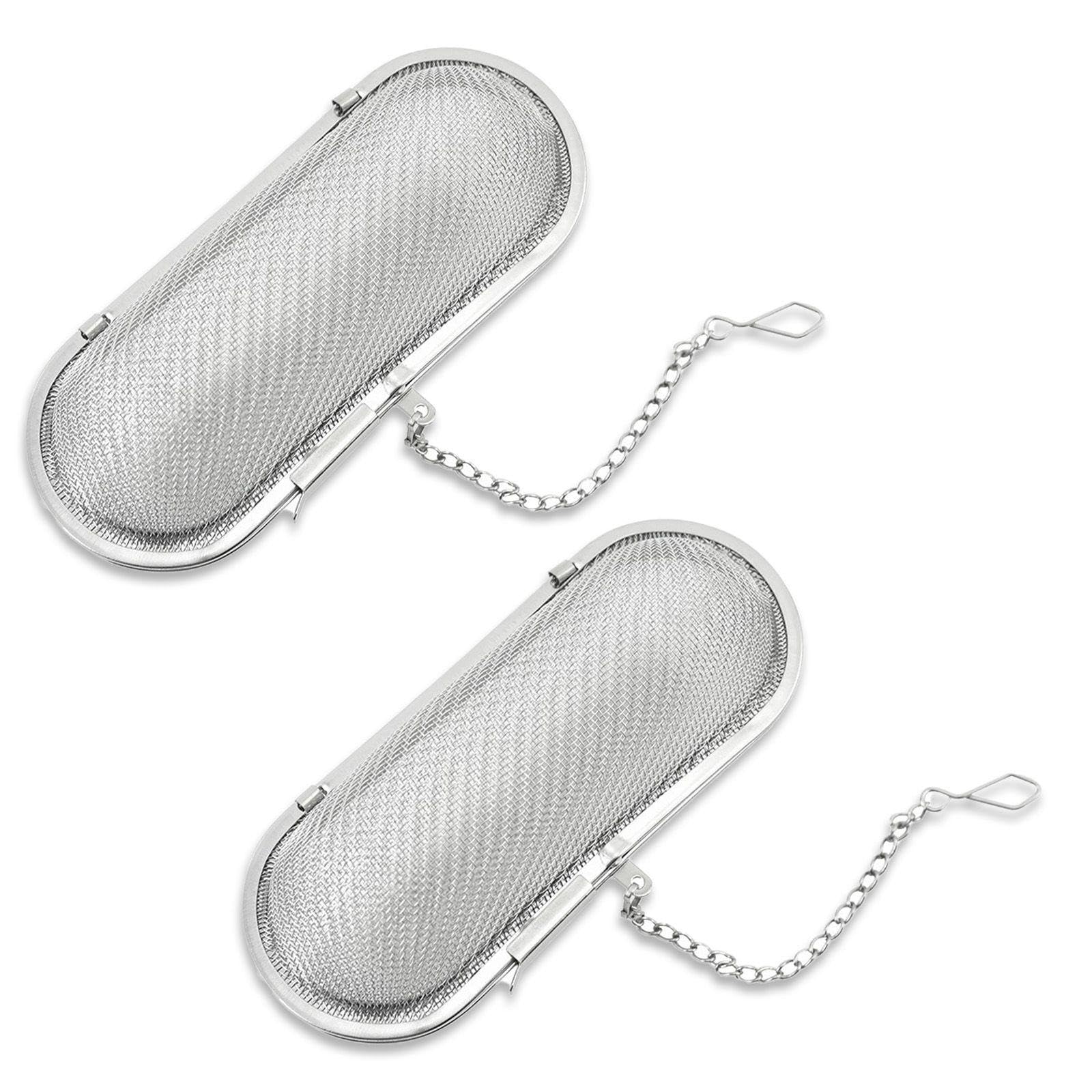 2 Piece Oval Strainer, Tea Strainer with Chain, Stainless Steel Tea Infuser, Soup Bag Strainer, Metal Tea Strainer, Herb Spice Strainer