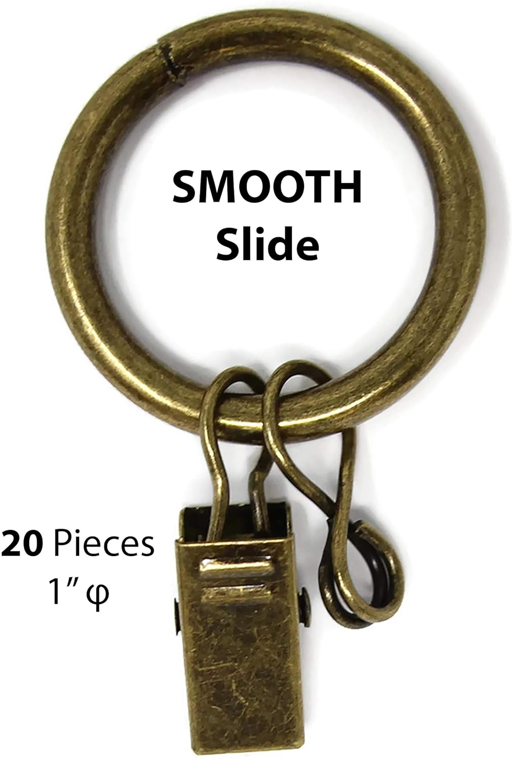 Buy Urbanest Set Of 20 1 Inch Metal Curtain Rings With Clips And