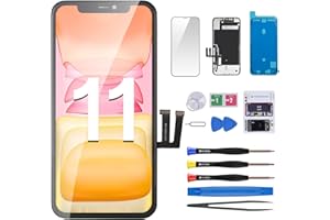 CYKJGS for iPhone 11 Screen Replacement 3D Touch LCD Display Digitizer Assembly with Repair 6.1" Front Glass Screen Waterproof Frame Adhesive and Magnetic Screw Mats Fix Tools Kit A2111 A2223 A2221