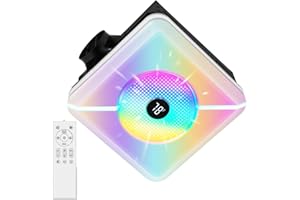 Gopper Bathroom Exhaust Fan with Bluetooth Speaker & Light Plug & Play, Dual Speakers, 230 CFM 1.0 Sone, 7 RGB Modes, 3000-6500K, Remote Bathroom, Laundry Room, Bedroom,Office