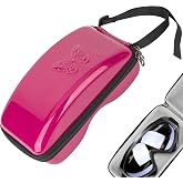 SHIDOW 1-Pack Rose Pink Butterfly Ski Goggle Case, Hard EVA Shell | butterfly rose pink design; plush lining with vents; dual zippers and adjustable strap; for ski, snowboard goggles.