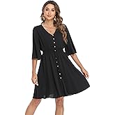 VintageClothing Women's Floral Sundresses Flowy Boho Summer Casual Beach Dress Button Up Midi Party Dress