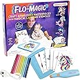 Flo-Magic Enchanted Airbrush Marker Stencil Art Kit- Unicorn, Mermaid, Dolphin- Washable Non-Toxic, Rechargeable- Craft kit for Kids Age 5 6 7 8 9 10