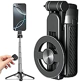 4-in-1 Multifunctional 360° Rotation Magnetic Selfie Stick, 2025 New 4 in 1 Multifunctional Magnetic Selfie Stick, Mini Portable Selfies Stick with Wireless Remote for Travel Vlog