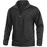 KEFITEVD Men's Quarter Zip Pullover Fleece Lined Long Sleeve Golf Shirt 1/4 Zip Sweatshirts Thermal Winter Sweaters