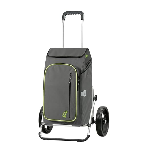 Andersen Einkaufstrolley Royal XXL und 56 Liter Einkaufstasche Toto grau mit Kühlfach Einkaufswagen Gestell aus Aluminium kla