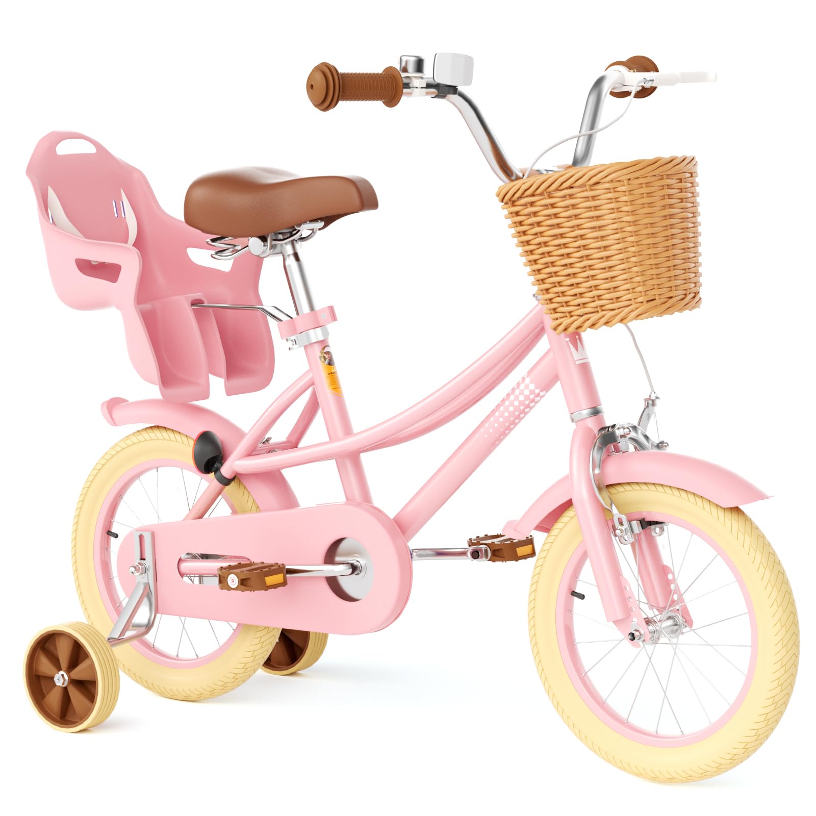 Glaf Toddler Girls Bike for Kids Age 2-12 Years Old 12 14 16 20 Inch Girls Bike with Training Wheels and Doll Seat Kids Bicycle with Basket Adjustable Seat