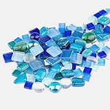 Meschett 500g Glass Mosaic Tiles Irregular Crystal Bulk Blue for DIY Crafts view 8
