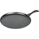 Lodge Round Seasoned Cast Iron Griddle, PFAS-Free, 10.5 Inches | Non-Toxic Round Cast Iron Griddle Pan, Pre-Seasoned & Compat