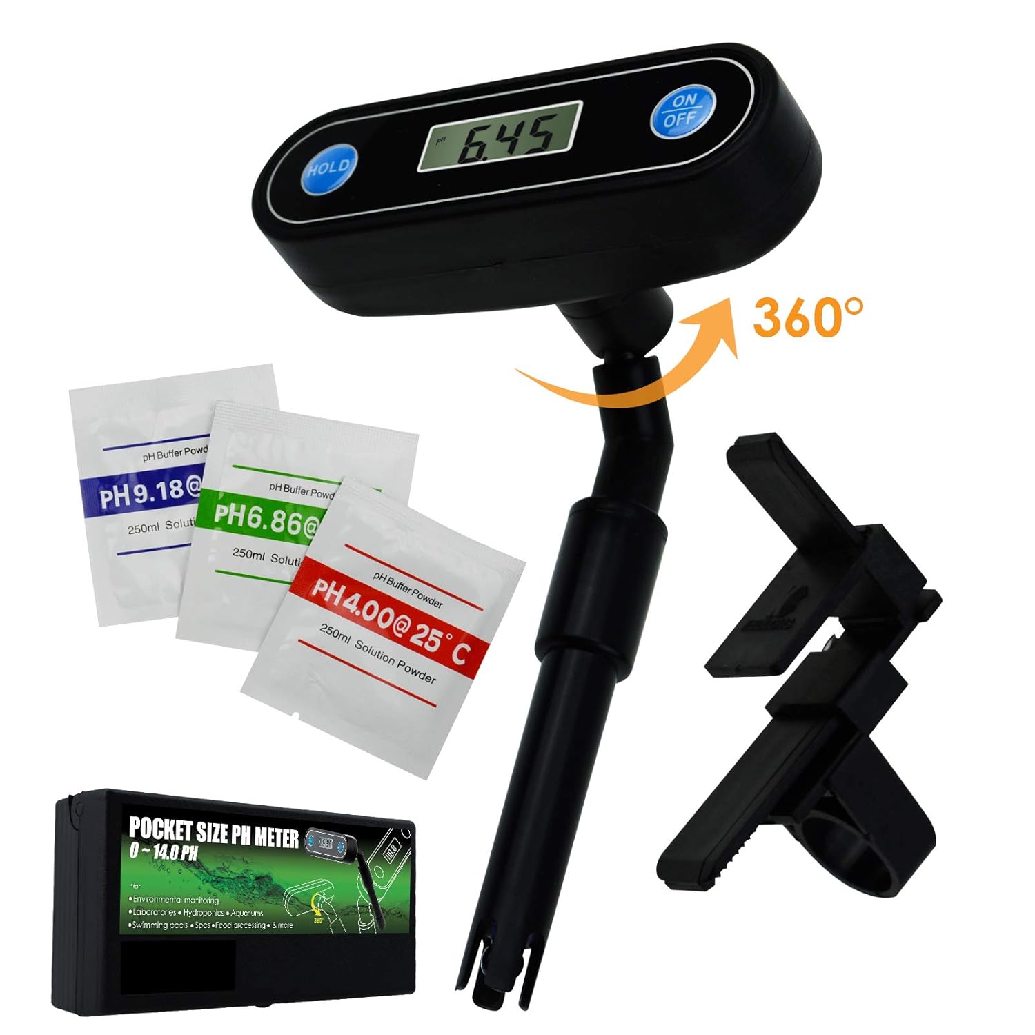 Portable PH Meter 0 00 14 00pH Water Quality Tester Flexible Digital 