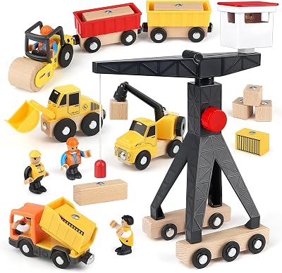 Vanplay Construction Toys Set with Tower Crane Digger Dump Truck Road Roller