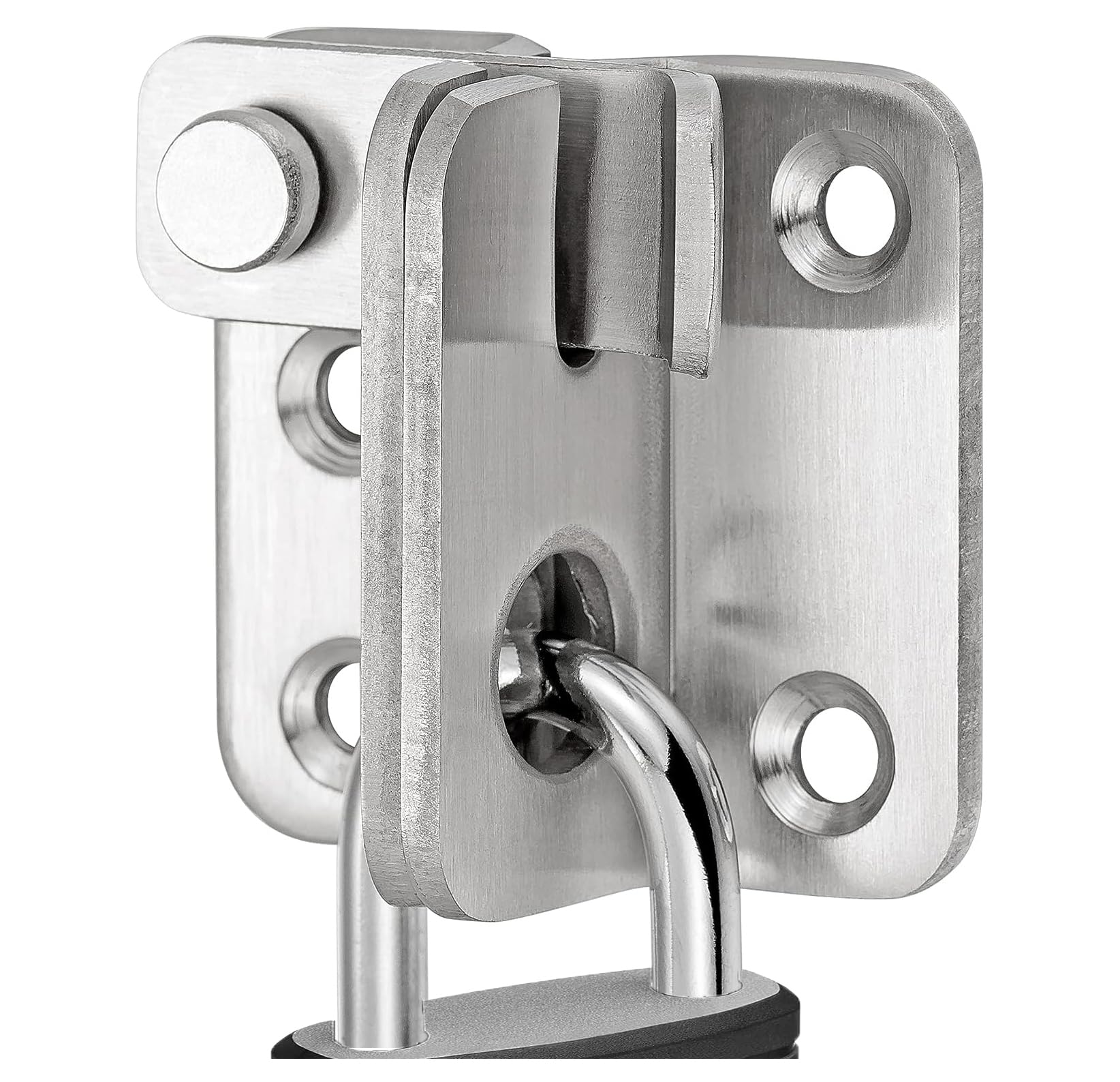 Litensh Shed Lock Gate Lock Gate Latch Padlock Hasp Stainless Steel Flip Door Bolt Latch Lock for Wooden Gates Garden Cupboard Pet Cage Silver Left Open, Size S: 40 x 45