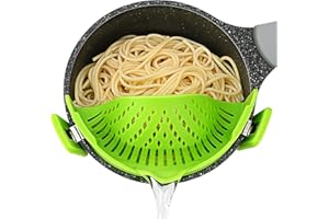 Pasta Strainer, Pot Strainer Clip on Silicone – Adjustable Clip on Strainer for Pots, Strainers and Colanders, Silicone Strainer, Food Strainer, Pasta Drainer, Colander (Green) By Stoto