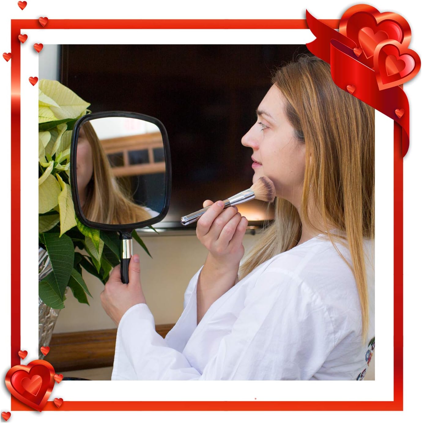 Mirrorvana Large & Comfy Hand Held Mirror with Handle - Barber Model in Black (1-Pack): Furniture & Decor