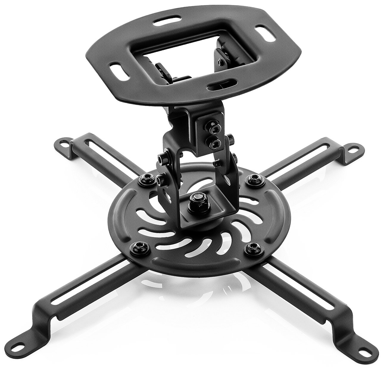 deleyCON Universal Projector Ceiling Mount - Tiltable +-15° - 360° Swivel - Maximum Load 13.5 kg - with Cable Guide - Black
