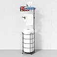 Goozii Matte Black Free Standing Toilet Paper Holder Stand with Shelf, Freestanding Bathroom Tissue Dispenser with Wipes Storage, Floor Toilet Paper Holder with Phone Tray for Large Mega Rolls
