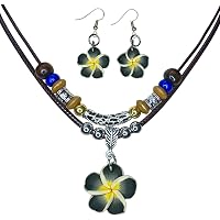 Set di gioielli con fiori di plumeria delle Hawaii, orecchini in