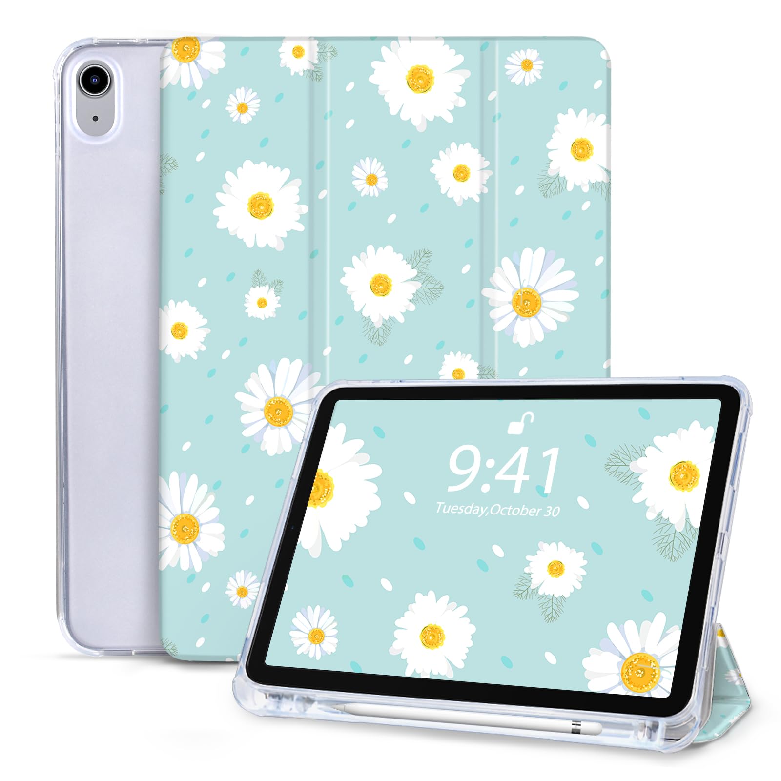 Vozehui iPad Air Case - Protective Case with Pencil Holder for 11/10.9 Inch iPad Air 6/5/4 Gen