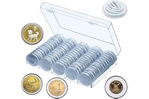 XYZsundy 100 Pieces 30mm Coin Capsule,5 Sizes Protect Gasket, Coin Holder Case with Storage Organizer Box for Coins Collector Coins Collection Supplies (White Foam Gasket
