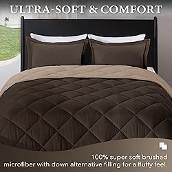 downluxe King Size Comforter Set - Brown and Tan