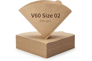 V60 Coffee Filters Size 02, 200 Count, Unbleached Natural Disposable Cone Paper Filters for Pour Over Coffee Drippers, Tear-R