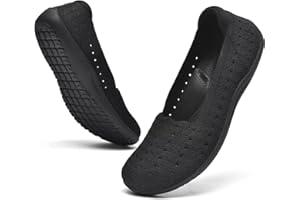 DEXJEWU Women's Wide Toe Box Flats Shoes Knit Ballet Flat Slip-on Dress Walking Comfort Shoes