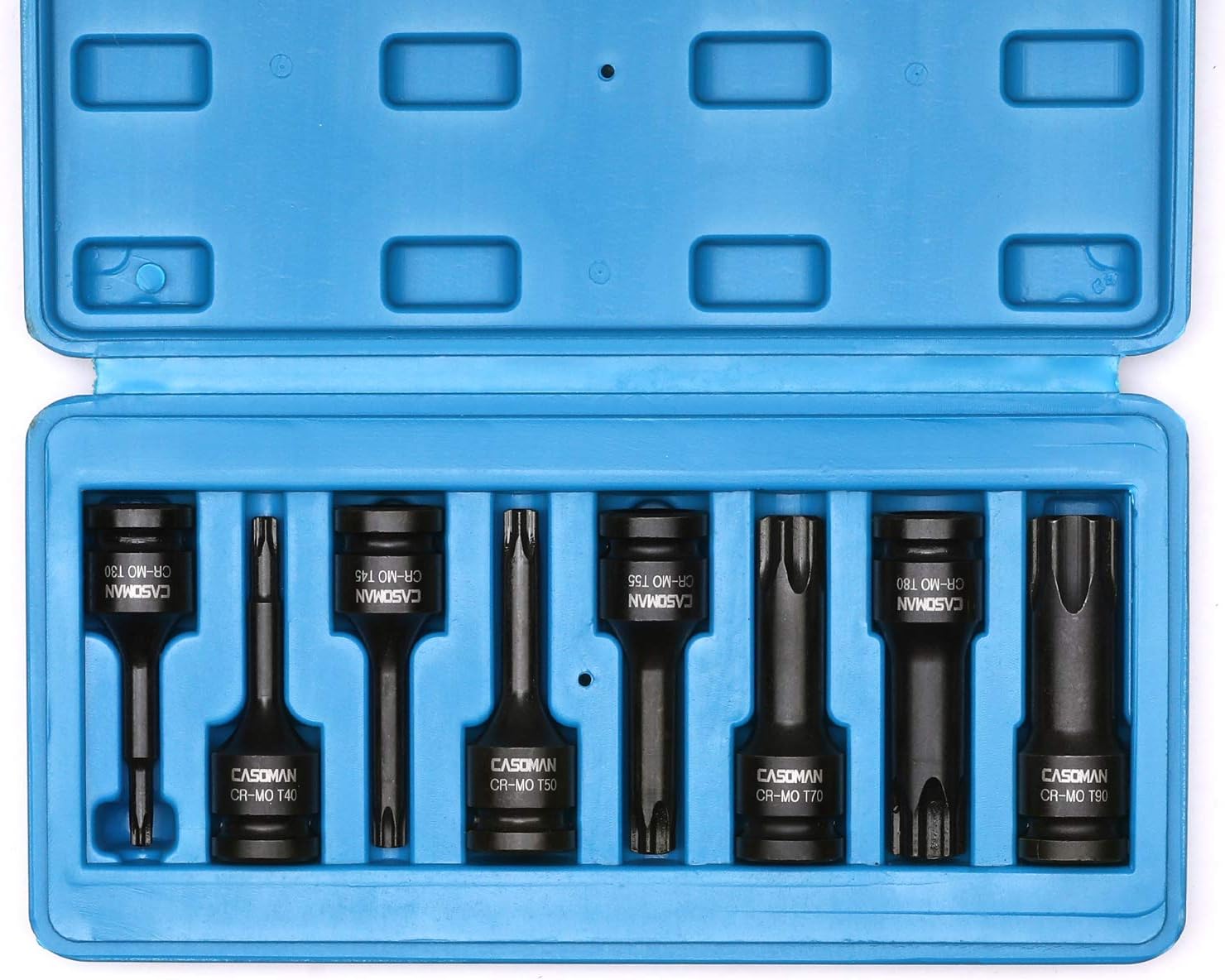 CASOMAN 1/2" Drive Torx Driver Impact Socket Set, ChromeMolybdenum Steel, T30T90