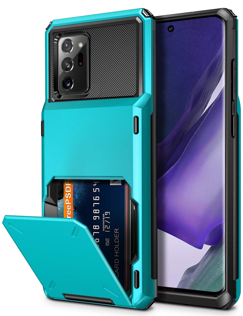 Vofolen for Galaxy Note 20 Ultra Case 5G Wallet 4-Card Flip Cover Credit Card Holder Slot Back Pocket Dual Layer Protective Hybrid Hard Shell Bumper Armor Case for Samsung Note 20 Ultra 6.9 Sky Blue