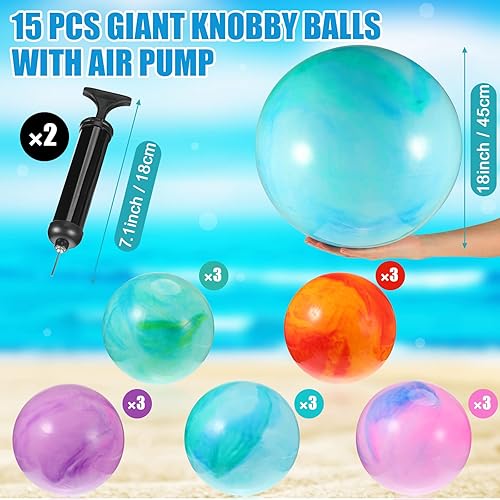 Jerify 18 Inch Fun Bouncy Balls 15 Pcs Rubber Inflatable Kick Ball