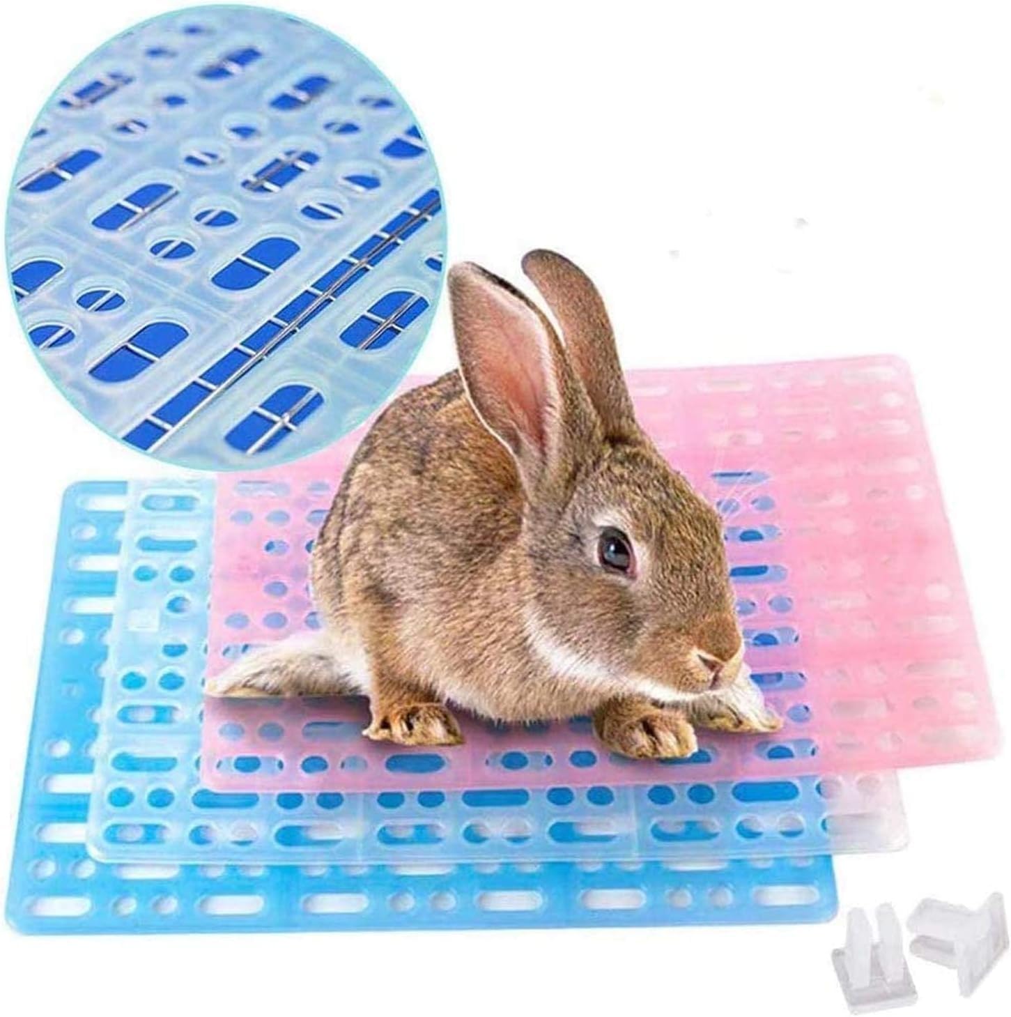 Hamiledyi Rabbit Feet Pad 3 Piece Hole Leak Water Design for Plastic Bunny Cage Mat Foot Resting Pads