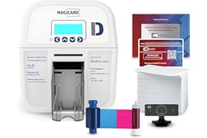 Bodno Magicard D Dual Sided ID Card Printer & Complete Supplies Package ID Software - Silver Edition