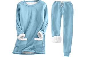 JMMSlmax Sweatsuit Set for Women Winter Warm Lined 2 Piece Sets Tracksuit Warm Fleece Sweatsuit Sweatshirts and Sweatpants