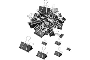 LUNEY 110PCS – Binder Clips Assorted Sizes, Metal Binder Paper Clips, Black PaperClips for Paperwork, Chip Bags, Office, Document, Teacher, and School Supplies