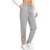 Missufe Women's High Waisted Fleece Baggy Sweatpants Workout Lounge Jogging Athletic Cinch Bottom Trousers with Pockets