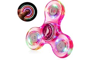 WELLVO 1Pcs LED Fidget Spinner for Kids Adults, Light up Sensory Fidget Toys for Kids 4-8 8-12 Anxiety Stress Relief, Classroom Prizes Glow in The Dark Hand Spinner Boys Girls Birthday Gifts