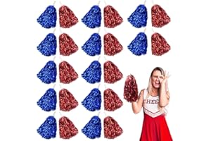 Lovecheer 24PCS Pom Poms Cheerleading Metallic Cheer Pom Poms with Handle Sports Team Spirit Cheering Squad for Kids Adults Party Gifts