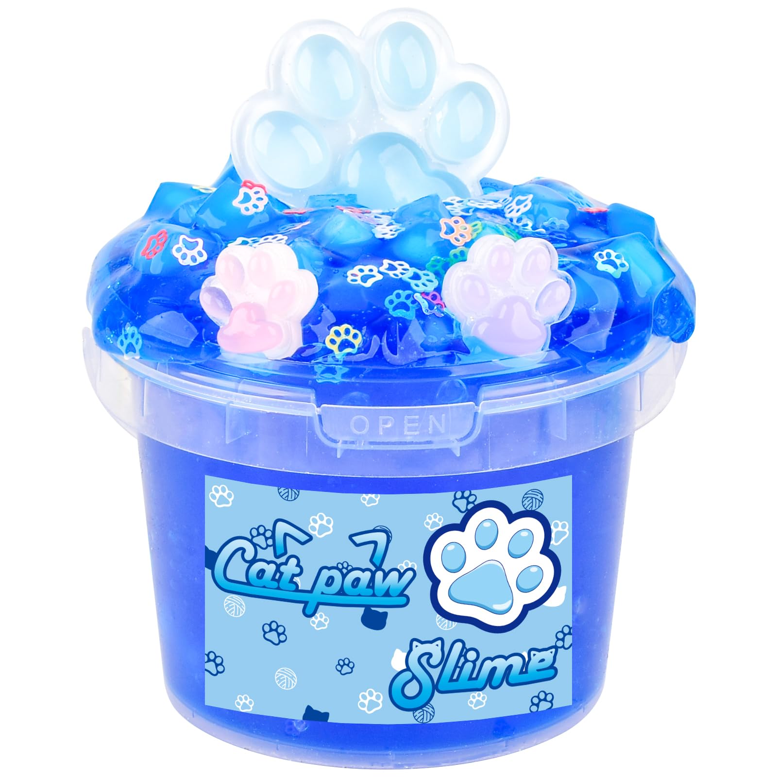 Blue Crunchy Cat's Paw Slime,Super Soft and Non-Sticky, Great for Birthday Gifts for Girl and Boys,Party Favors,Christmas Stocking Stuffers（300ml）