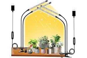 Grow Lights for Indoor Plants Full Spectrum, FRGROW LED Plant Grow Lights, 3000k/5000k/660nm Plant Growing Lamps, Clip-on Plant Lamp with White Red LEDs, 10-Level Dimmable, Timer Setting 2-Head 2-Pack
