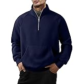 JMIERR Men's Fleece Quarter Zip Pullover Sweater Casual Cotton Fall Winter Family Outfit Warm Mock Neck with Pockets