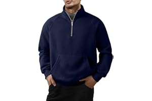 JMIERR Men's Fleece Quarter Zip Pullover Sweater Casual Cotton Fall Winter Family Outfit Warm Mock Neck with Pockets