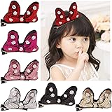 Cute Glitter Sequins Minnie Bows Mouse Ears Bunny Hiar Bows Alligator Clips for Baby Girls Toddlers Costumn Pack of 6