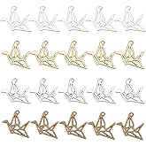 SUNNYCLUE 1 Box 40Pcs 4 Colors Paper Crane Charm Hollow Open Bezel Frame Resin Fold Bird Pendants Tibetan Style for Jewelry Making Charms Bracelets Earrings Necklaces Findings Accessory