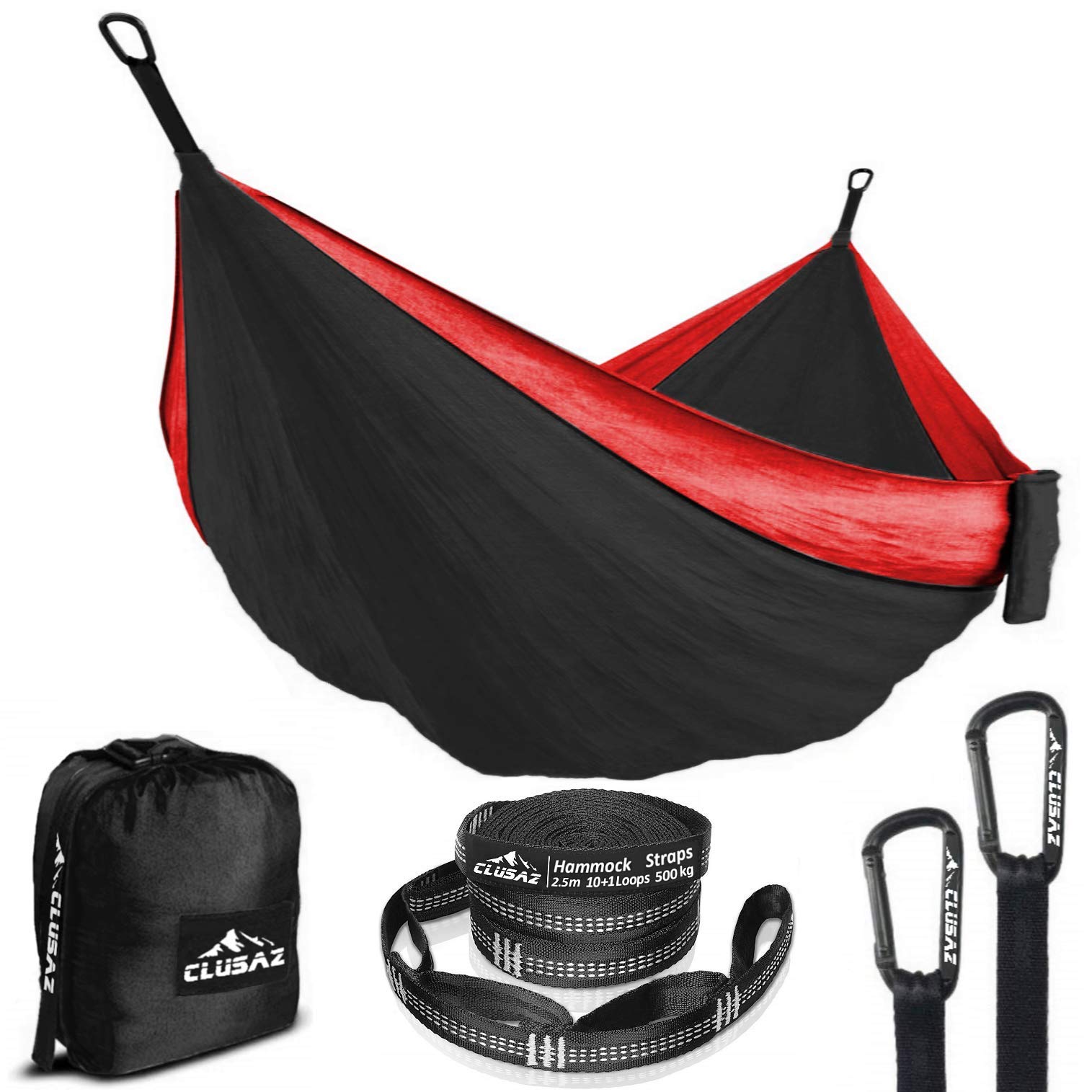 CLUSAZ Double Camping Hammock 300 x 200cm, Portable Swing Hammocks, with Tree Straps and Compression Bag for Outdoor, Indoor, Backpacking, Hiking, Camping Gear Equipment Essentials and Supplies