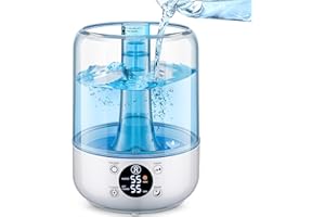 HiLIFE Humidifiers for Bedroom, 3 Times Fog Coverage, 3.2L Ultrasonic Cool Mist Humidifiers for Home Baby Nursery & Plants, Top Fill Air Humidifier Lasts Up to 35 Hours, Auto Shut-Off