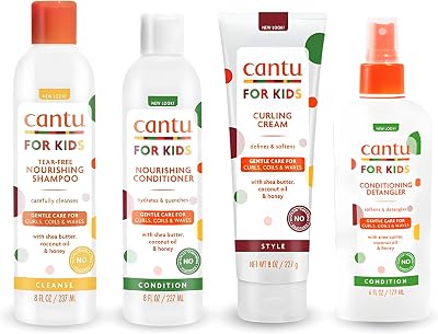 Cantu Kids Gentle Care Hair Set Shampoo Conditioner Detangler Custard