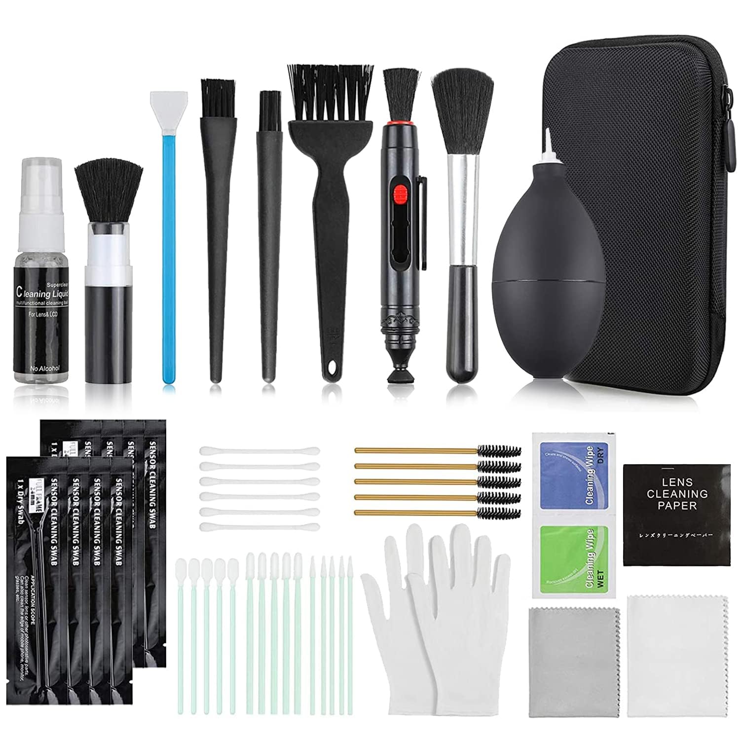 18-in-1 Professional Camera Cleaning Kit, DSLR Camera Cleaning Accessories (with Storage Box), Rocket Air Blower/Lens Cleaning Pen/Cleaning Cloth/Lens Brush and Lens Cleaner