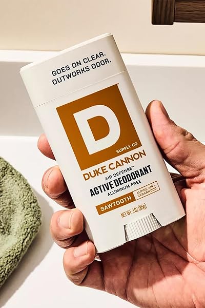 DUKE CANNON ALUMINUM-FREE DEODORANT FOR MEN – AIR DEFENSE, 3 OZ – LONG-LASTING, CLEAR GLIDE, SKIN-SOOTHING FORMULA, ALPINE + CEDARWOOD (SAWTOOTH)